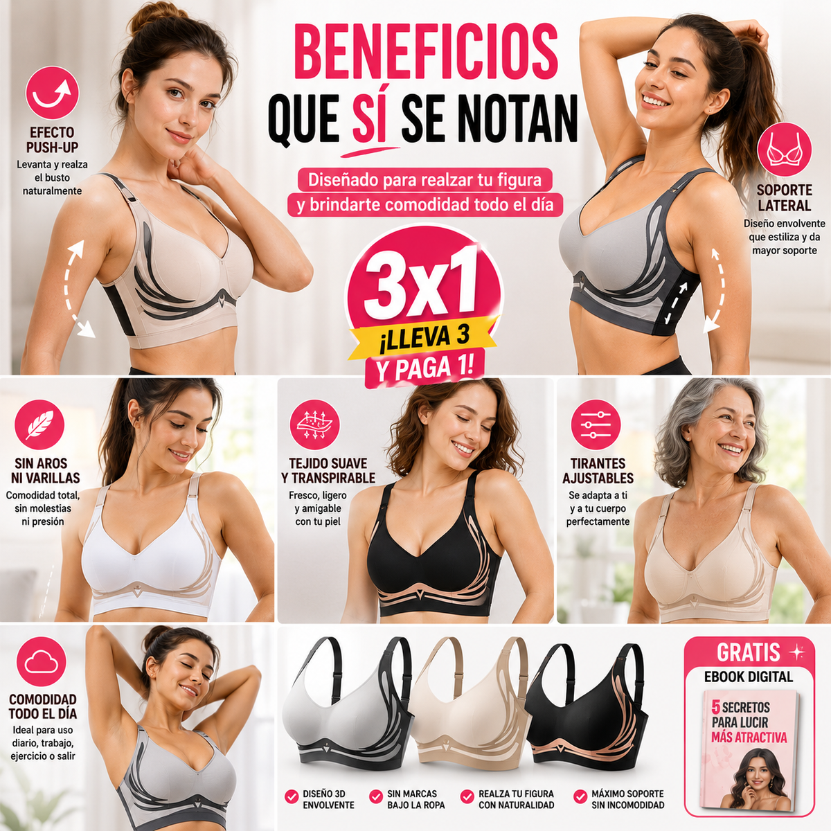 3x1 LiftShape™ Levanta, Realza y Brinda Soporte + 🎁 “5 Secretos para Lucir Más Atractiva”  + Envío Gratis