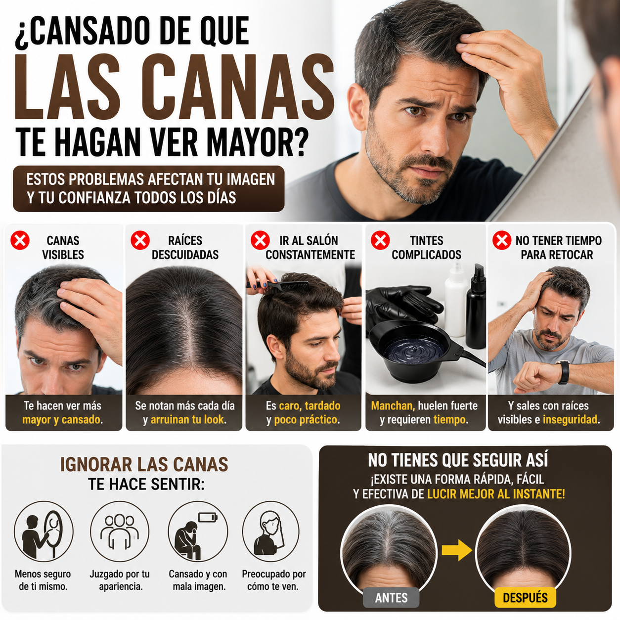 2 en 1 Peine GrayAway™ – Tinte Instantáneo para Cubrir Canas en Minutos + 🎁 Guía “7 Trucos para Verte Más Joven con tu Cabello” + Envío Gratis