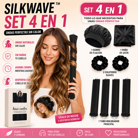 SilkWave™ 4 en 1 – Kit de Ondas Sin Calor para Cabello + 🎁 "25 Peinados Hermosos en 5 Minutos" GRATIS + Envío Gratis