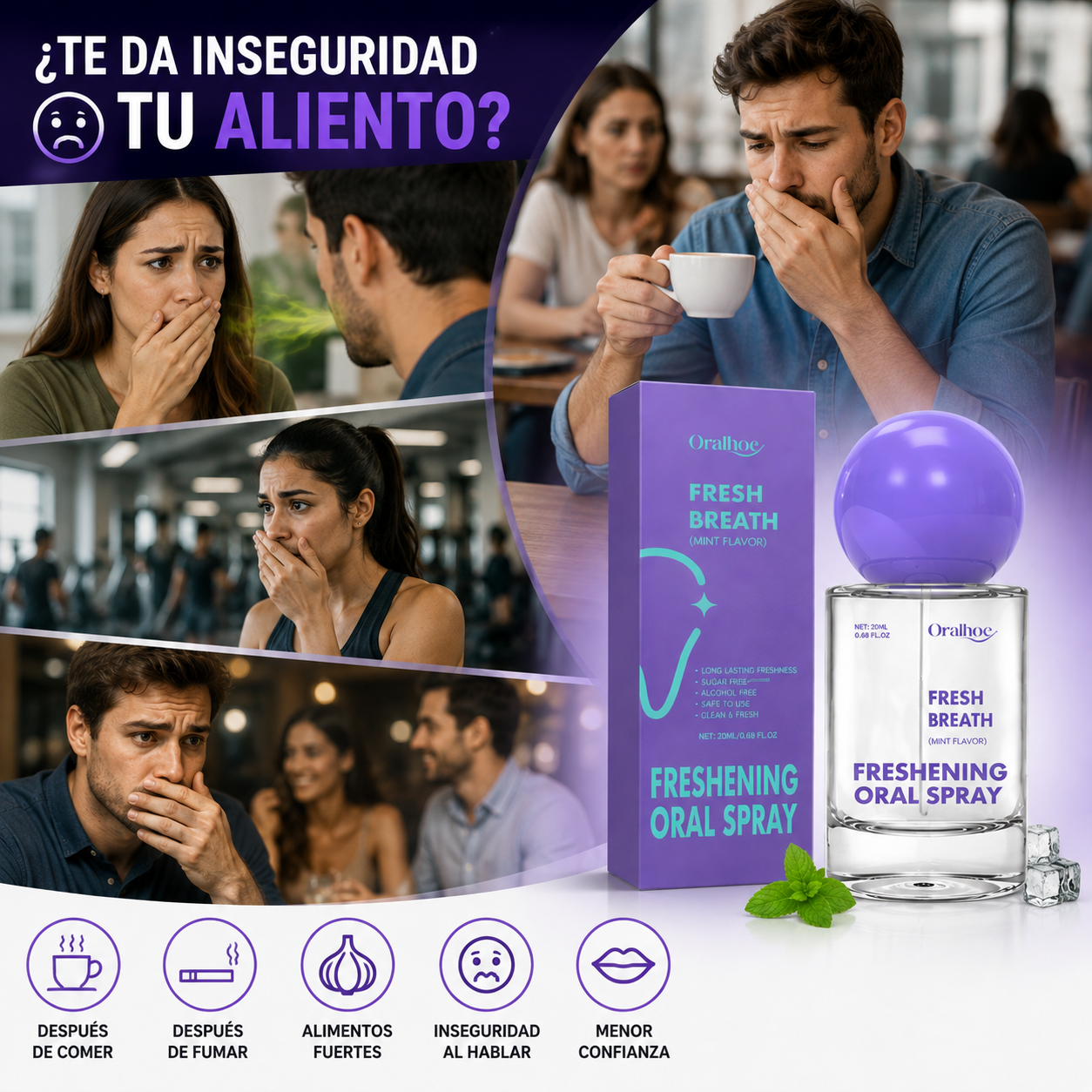 2 en 1 FreshBreath™ Spray Bucal Refrescante de Larga Duración + 🎁 Guía "21 Secretos para un Aliento Fresco"+ Envío Gratis
