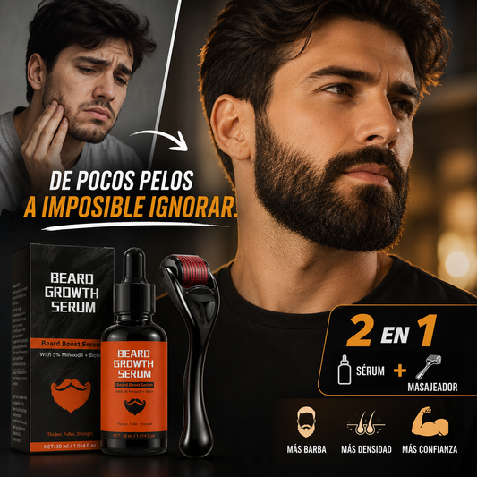 Kit 2 en 1 Sérum para Crecimiento de Barba 5% Minoxidil + Biotina™ |Barba Más Densa y Poblada + 🎁 Guía "21 Secretos de Atracción Masculina" + Envío Gratis