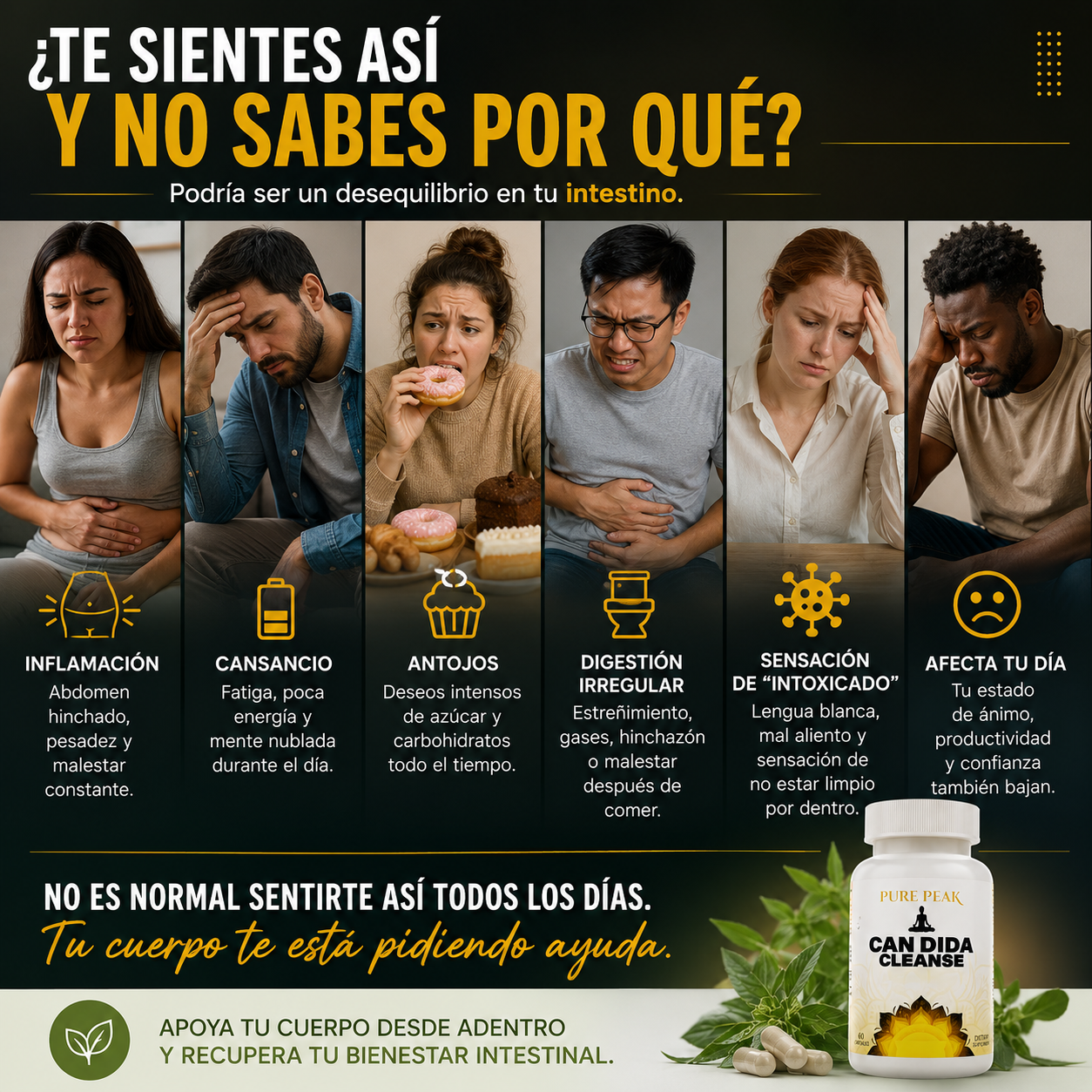 60 Caps CandidaClean – Fórmula con Orégano y Ácido Caprílico | Apoya tu Digestión y Reduce la Inflamación + 🎁 Plan “7 Días para Desinflamar tu Abdomen” GRATIS + Envío Gratis