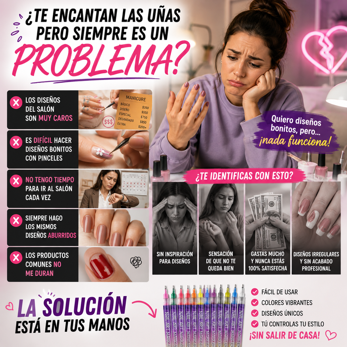 12 Rotuladores Mágicos para Uñas + 🎁 “50 Diseños de Uñas para Hacer Tú Misma” + Envío Gratis